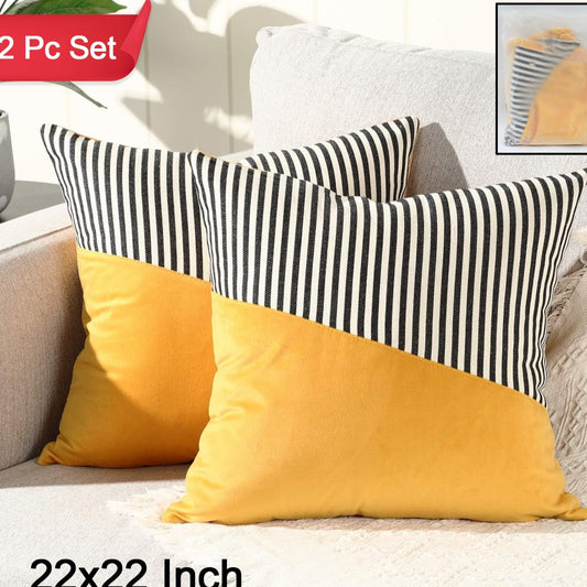 Decorative Pillow Covers Cushion Cases Soft Cotton (22  22 Inch  1 Pair  2 Pc) - Happy Price - Image 1