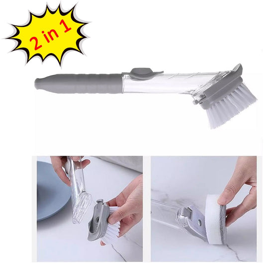 2-in-1 Long Handle Dishwashing Brush with Soap Dispenser - Happy Price - Image 1