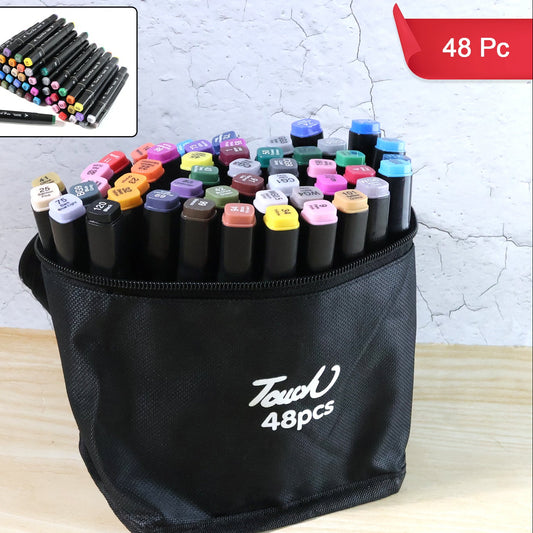 48 Piece Dual-Tip Art Markers Set with Carrying Case - Happy Price - Image 1