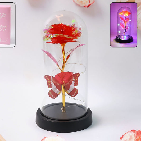 Elegant Led Eternal Rose In Plastic Dome (1 Pc  Battery Not Included) - Happy Price - Image 1