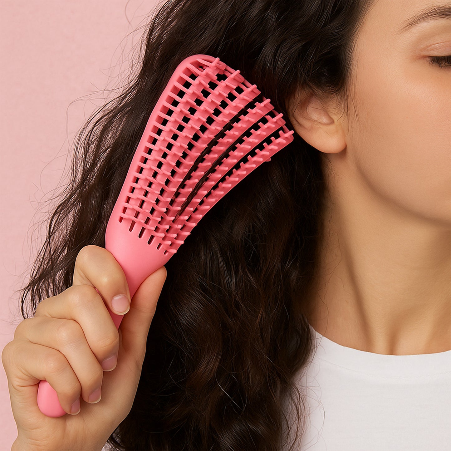 Flexible Detangling Hair Brush for All Hair Types - 1 Pc - Happy Price - Image 3