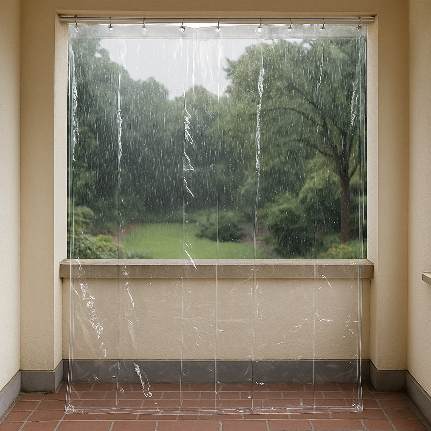 Clear Waterproof PVC Shower Curtain 75x52 Inch with Reinforced Eyelets - Happy Price - Image 3