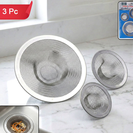 Stainless Steel Sink Drain Strainer Set - 3 Pieces - Happy Price - Image 1
