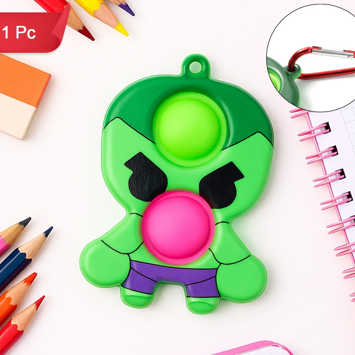 Silicone Sensory Fidget Toy with Keychain Clip - 1 Pc - Happy Price - Image 1