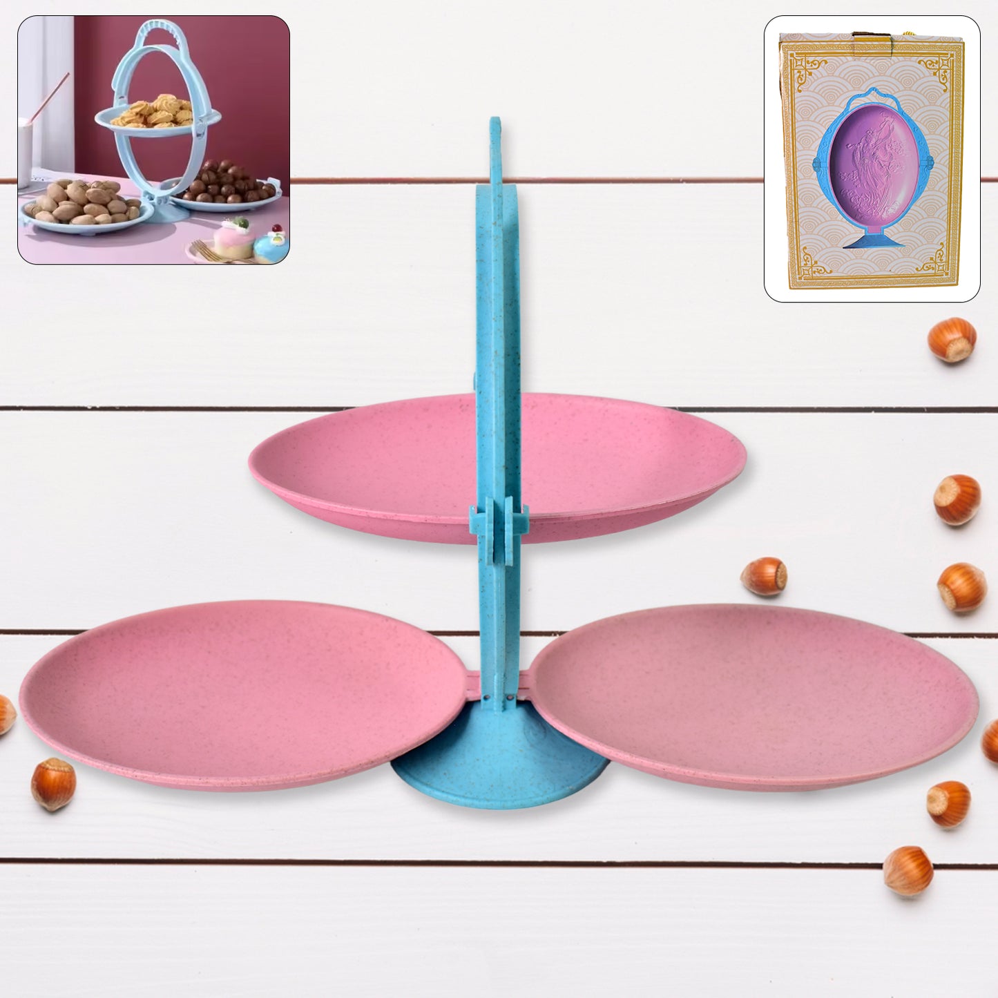 Foldable Fruit Plate Candy Dish  Multi Use Mirror Shape Dried Fruit Tray (1 Set) - Happy Price - Image 2