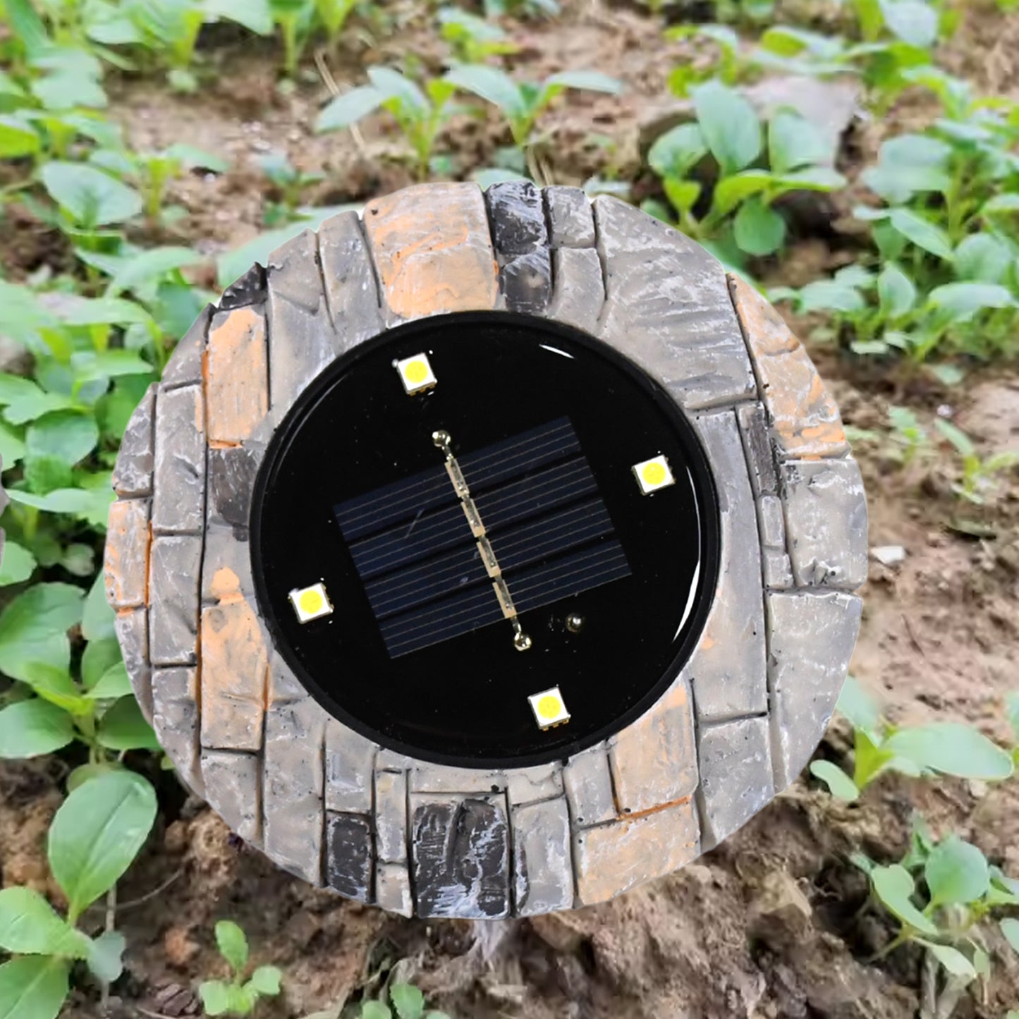 Disk Lights Slate  Heavy Duty Outdoor Solar Pathway Lights  4 Led (2 Pc) - Happy Price - Image 5