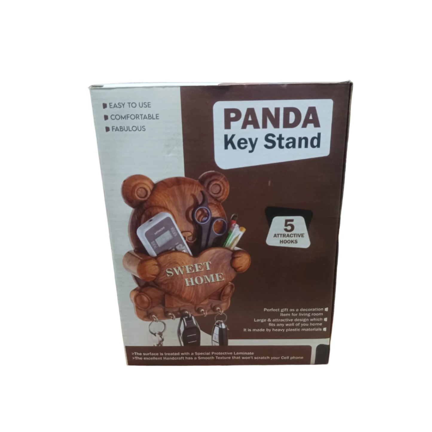 Cute Plastic Panda Key Holder Wall Key Rack With 5 Hooks (1 Pc) - Happy Price - Image 4