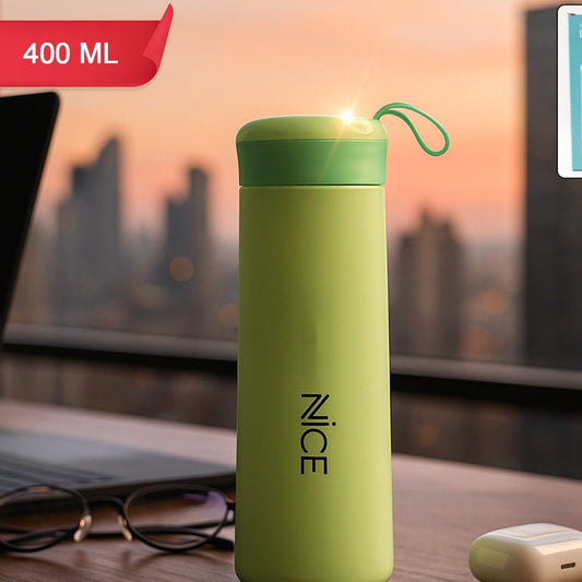 400ml Leak-Proof Plastic Flask with Strap - Green - Happy Price - Image 1