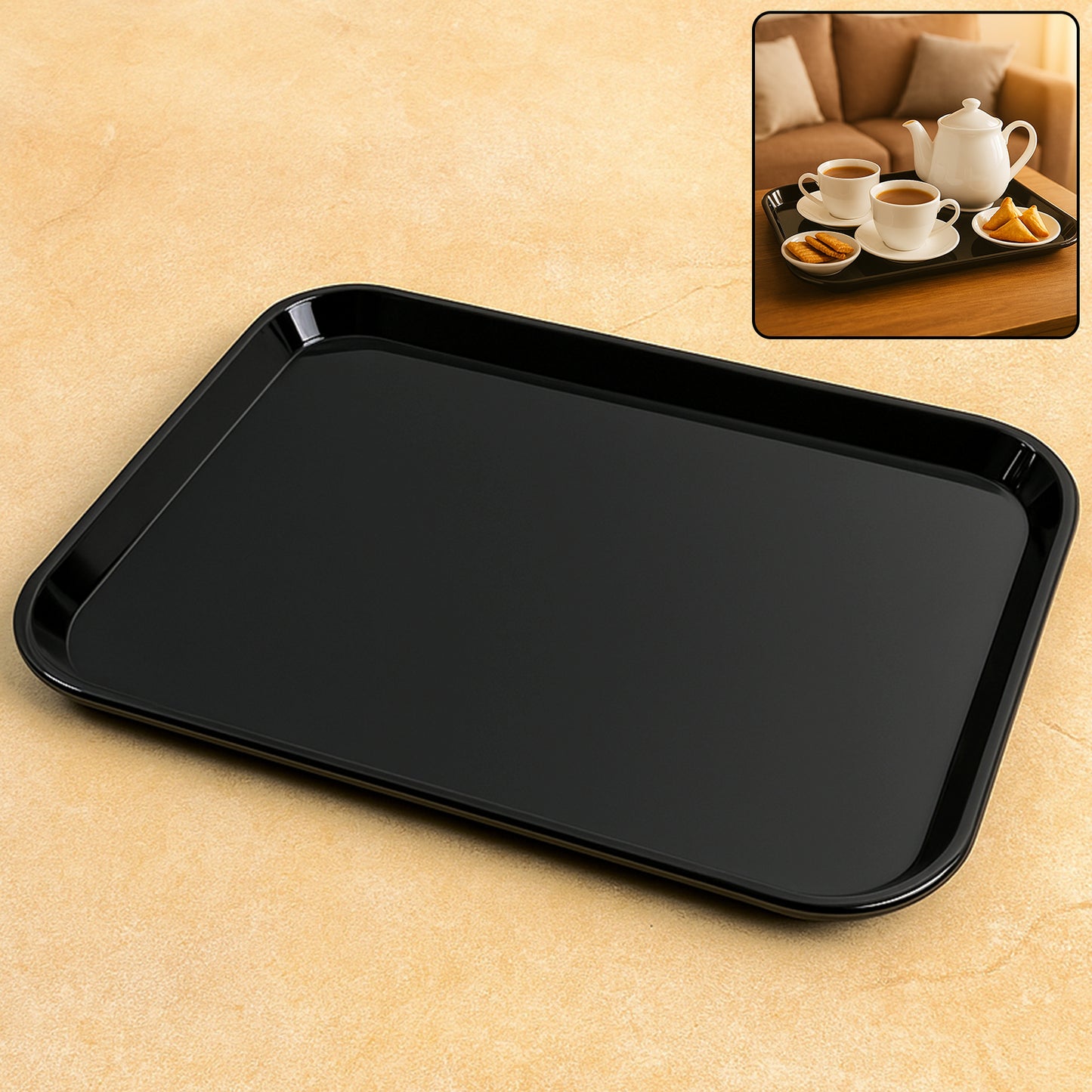 Black Plastic Serving Tray 40x30 cm - 1 Pc - Happy Price - Image 6
