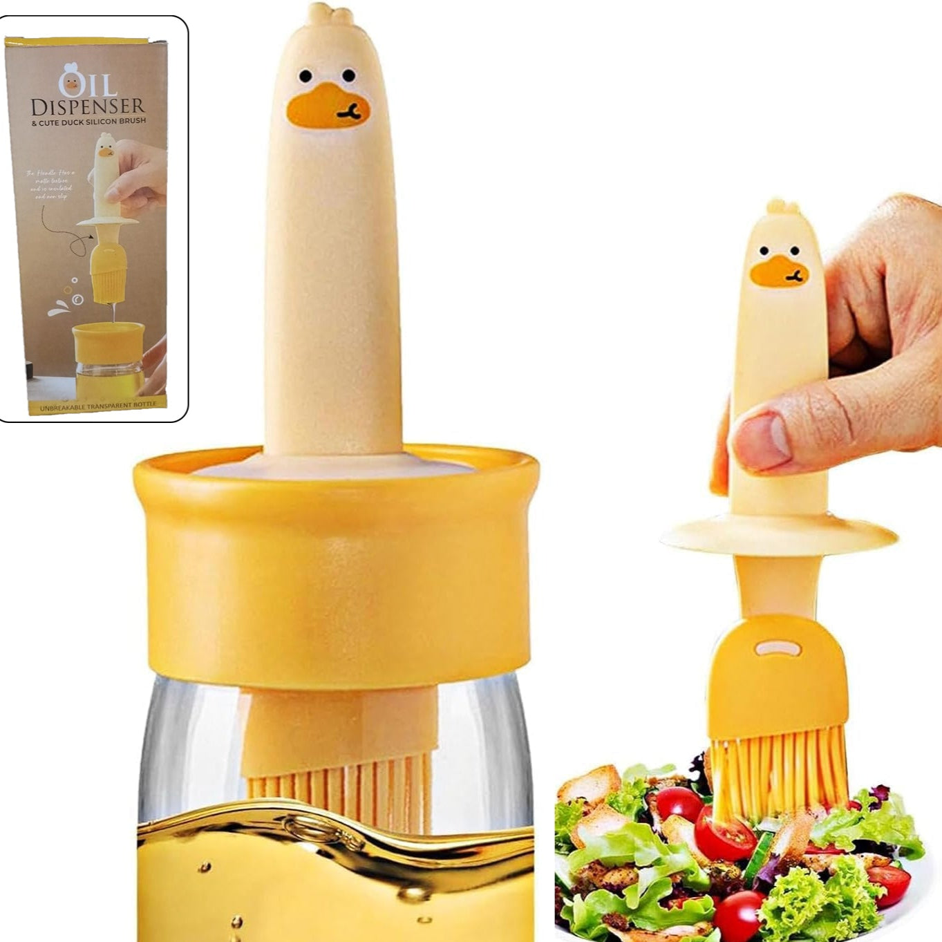 2 In 1 Oil Dispenser Bottle With Silicone Basting Brush (1 Set) - Happy Price - Image 1