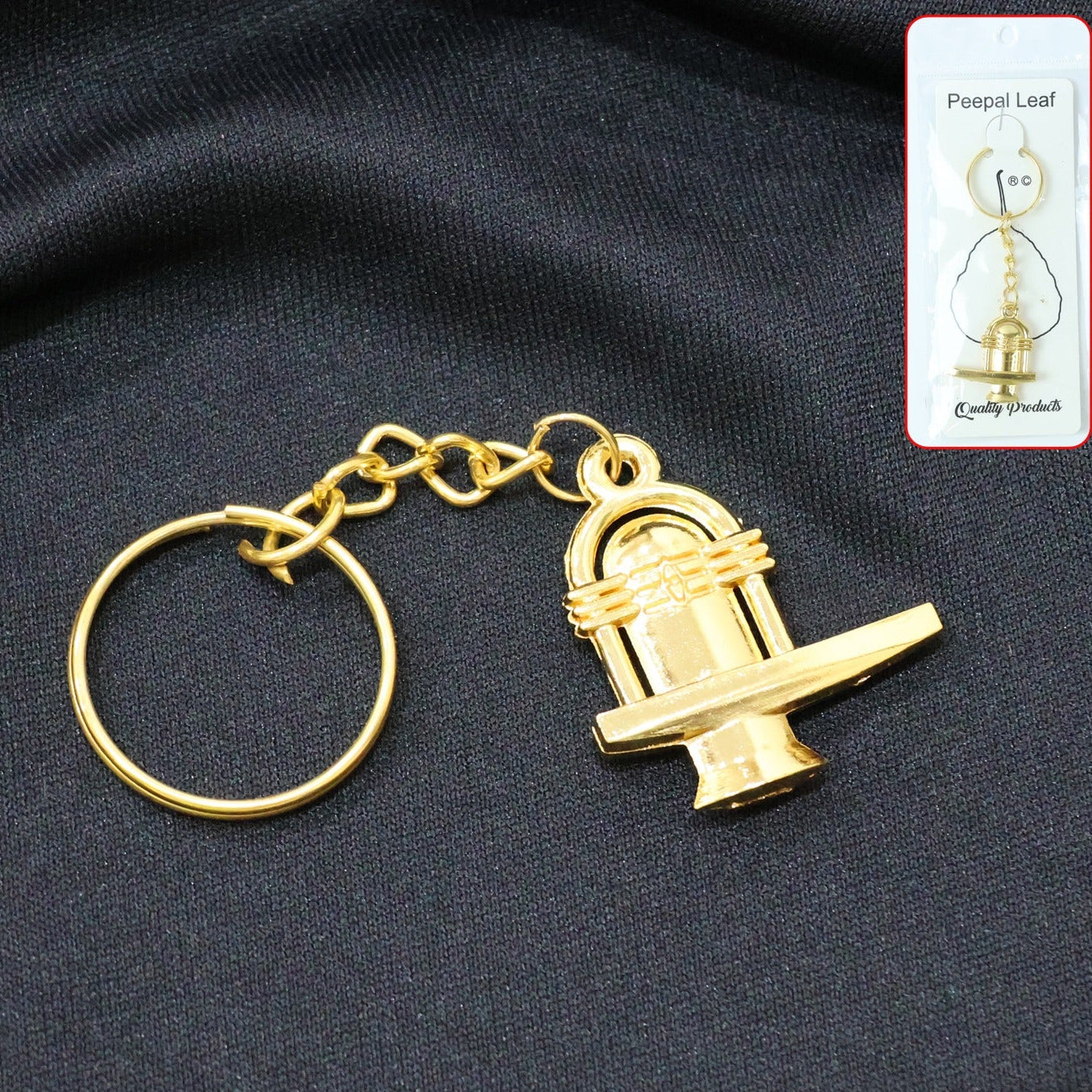 Golden Metal Shivling Keychain - 1 Piece - Happy Price - Image 1