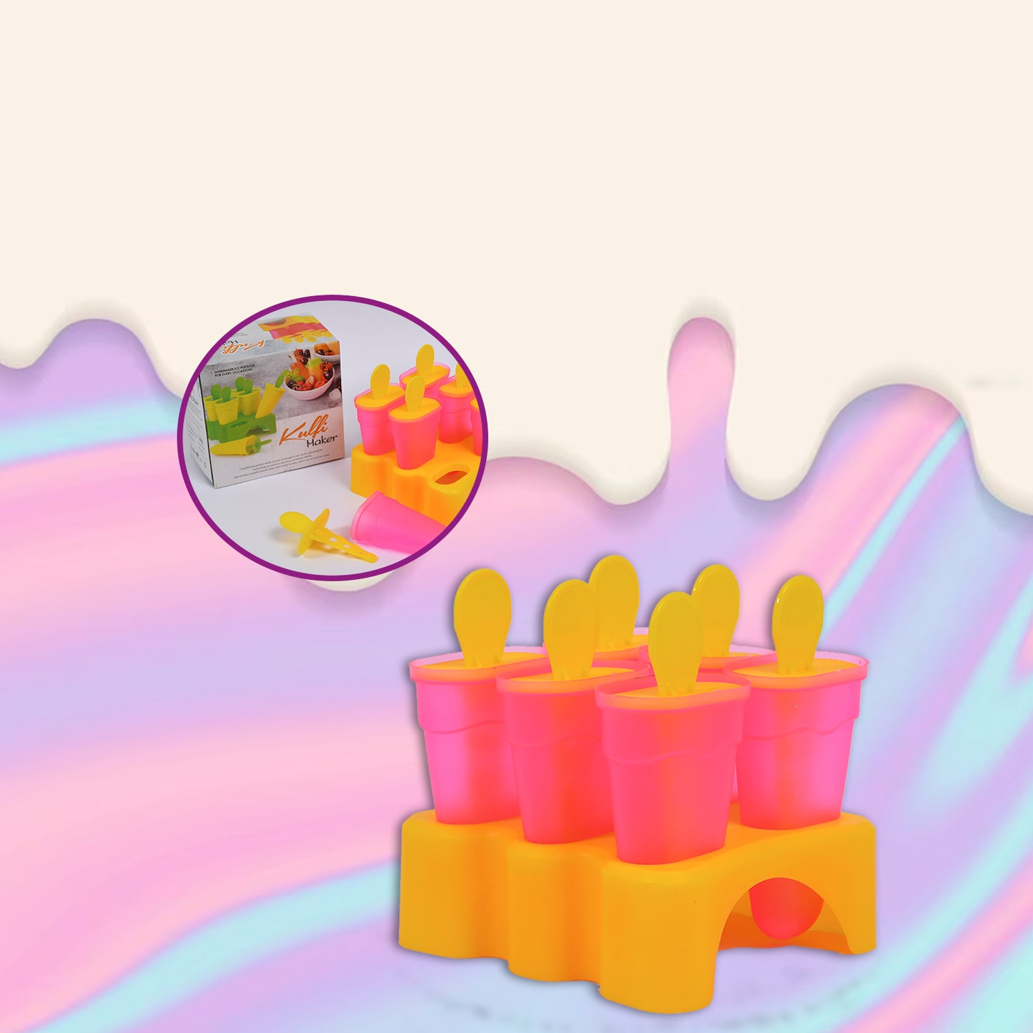Kulfi Maker Moulds Set Plastic Homemade Kulfi Mould 6pcs Set For Freezer Use - Happy Price - Image 5