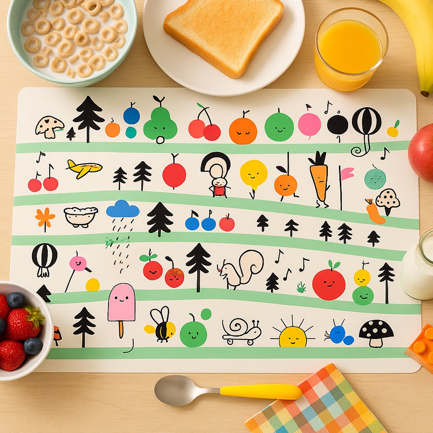 Set of 4 Kids' Cartoon Dining Table Mats - 40x30 cm, Easy Clean - Happy Price - Image 3