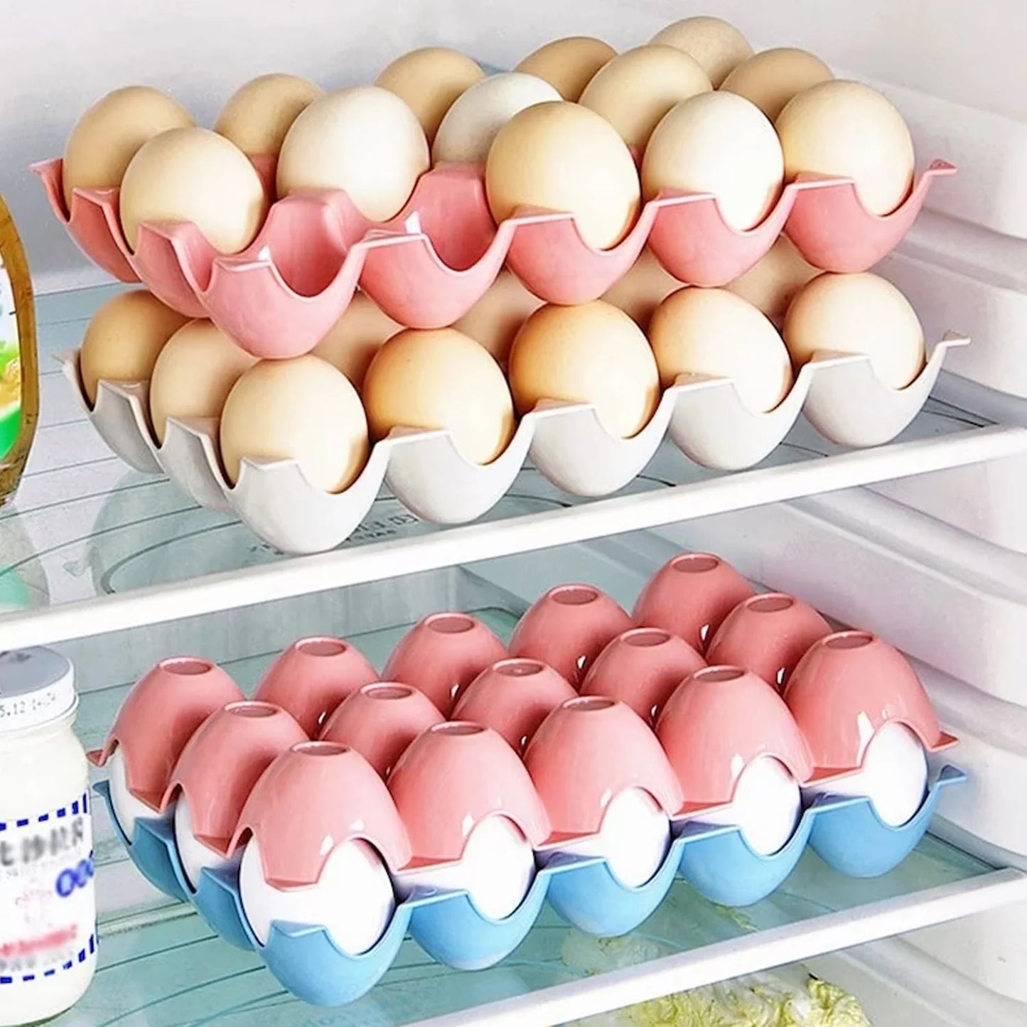 15 Cavity Plastic Egg Tray Egg Trays For Storage With 15 Eggs Holder (4 Pc Set) - Happy Price - Image 5
