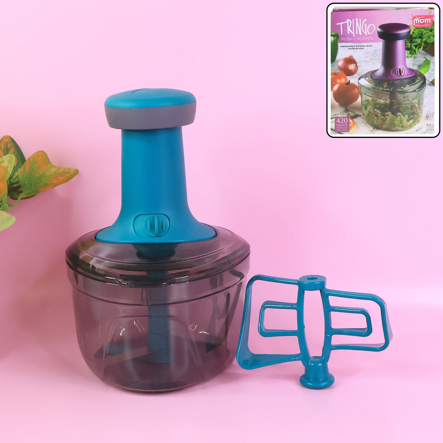 Supermom Tringo Manual Push Chopper with Stainless Steel Blades (1 Pc) - Happy Price - Image 7