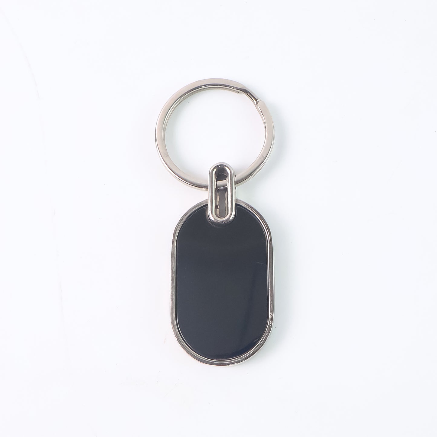 Elegant Black  Silver Oval Metal Keychain (1 Pc) - Happy Price - Image 2