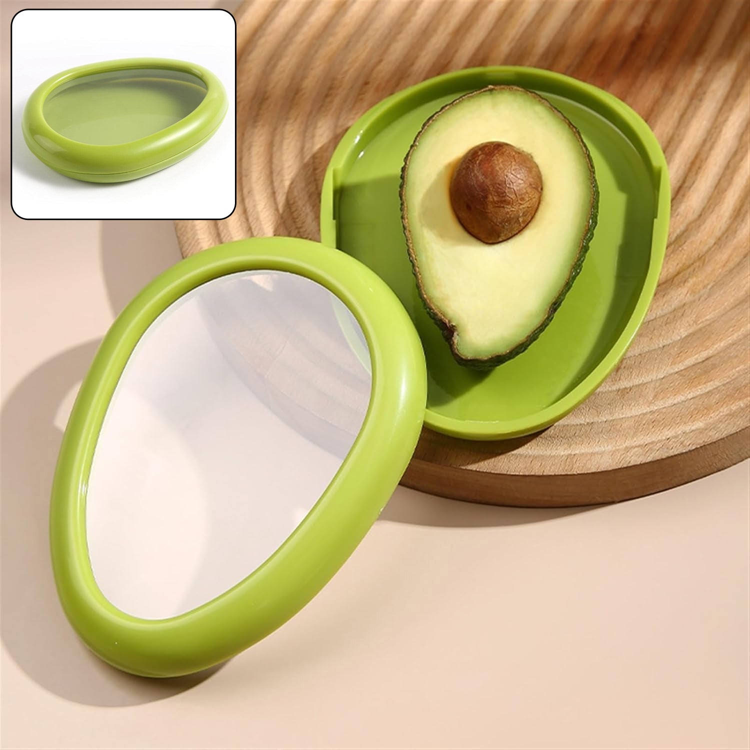 Green Oval Shape Vegetable Container Premium Fruits Saver Keeper (1 Pc) - Happy Price - Image 1
