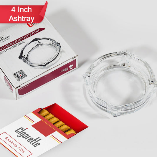 Glass Brunswick Crystal Quality Cigar Cigarette Ashtray Round Tabletop For Home Office Indoor Outdoor Home Decor - Happy Price - Image 1