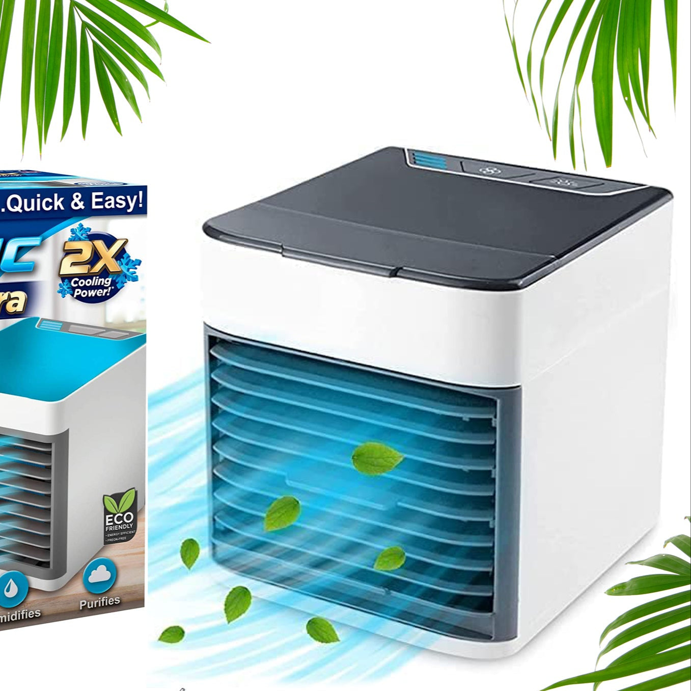 Mini Portable Air Cooler Personal Space Cooler Easy To Fill Water And Mood Led Light And Portable Air Conditioner Device Cool Any Space Like Home Office - Happy Price - Image 1
