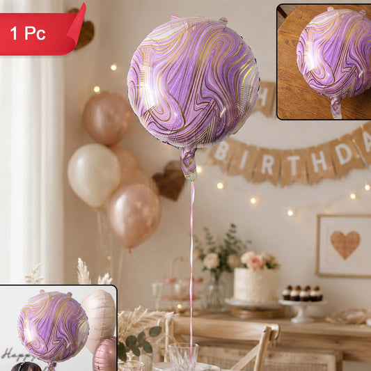 Round Marble Design Foil Balloon For Party Decoration (1 Pc)