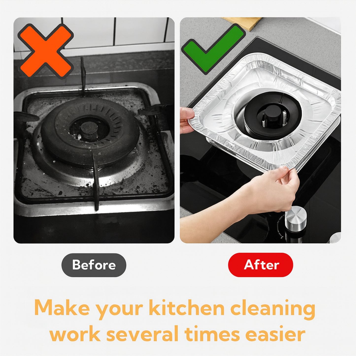 10 Pc Aluminum Gas Stove Burner Covers - 23x23 cm Reusable Foil Liners - Happy Price - Image 4