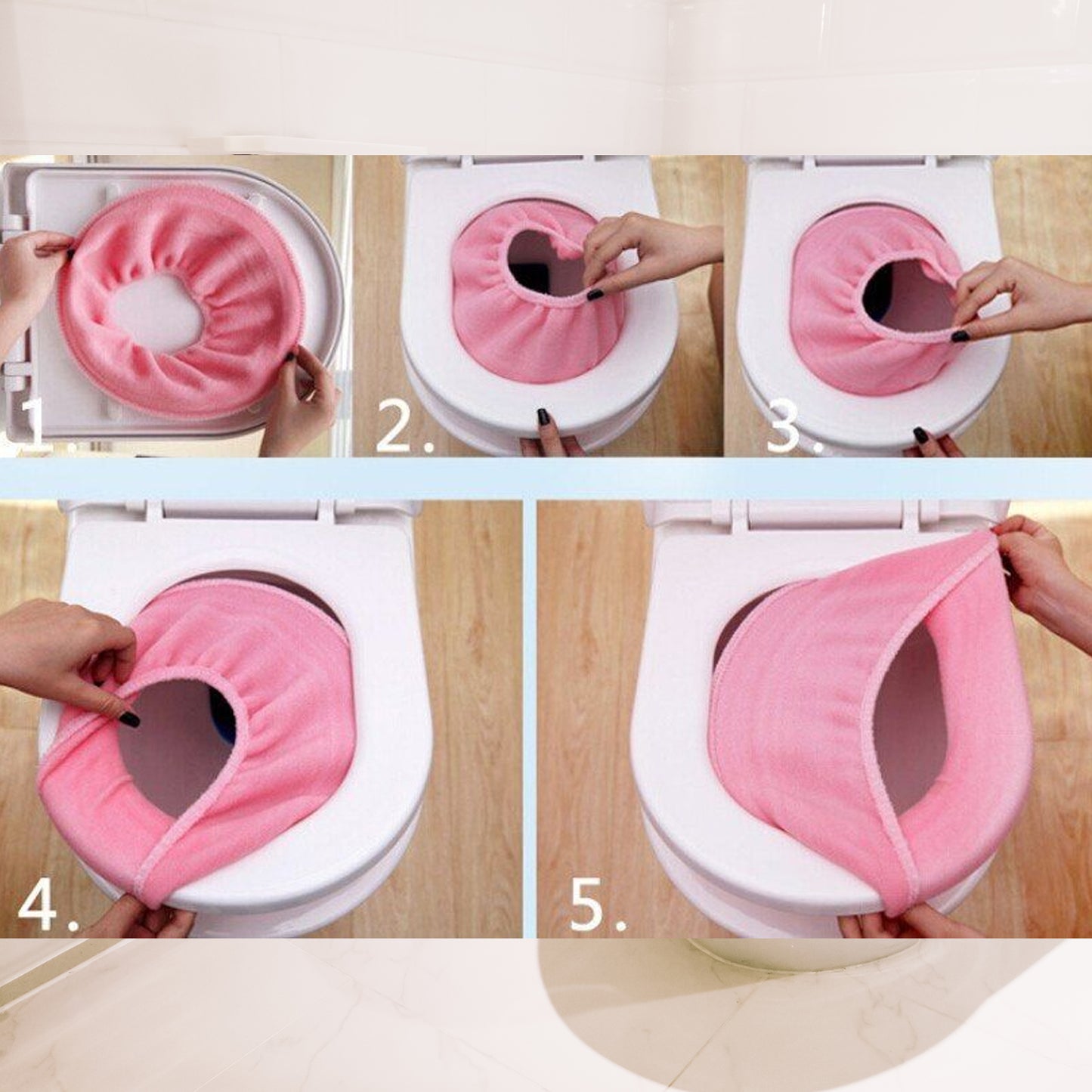 4768 Bathroom Soft Thicker Warmer Stretchable Washable Cloth Toilet Seat Cover Pads (1pc) - Happy Price - Image 6