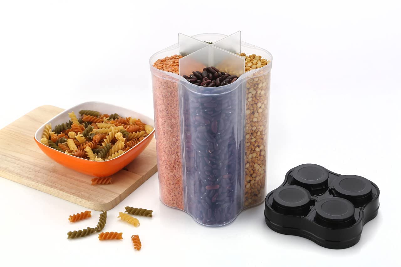 Plastic Lock Food Storage 4 Section Container Jar For Grocery Fridge Container. - Happy Price - Image 4