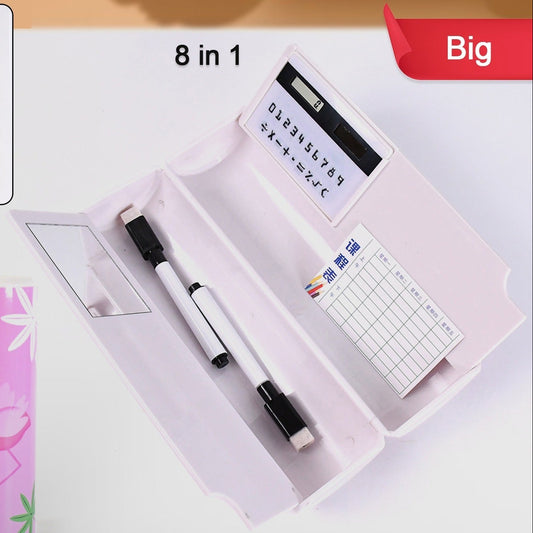 8-in-1 Geometry & Pencil Box with Calculator, Mirror, and Markers - Happy Price - Image 1