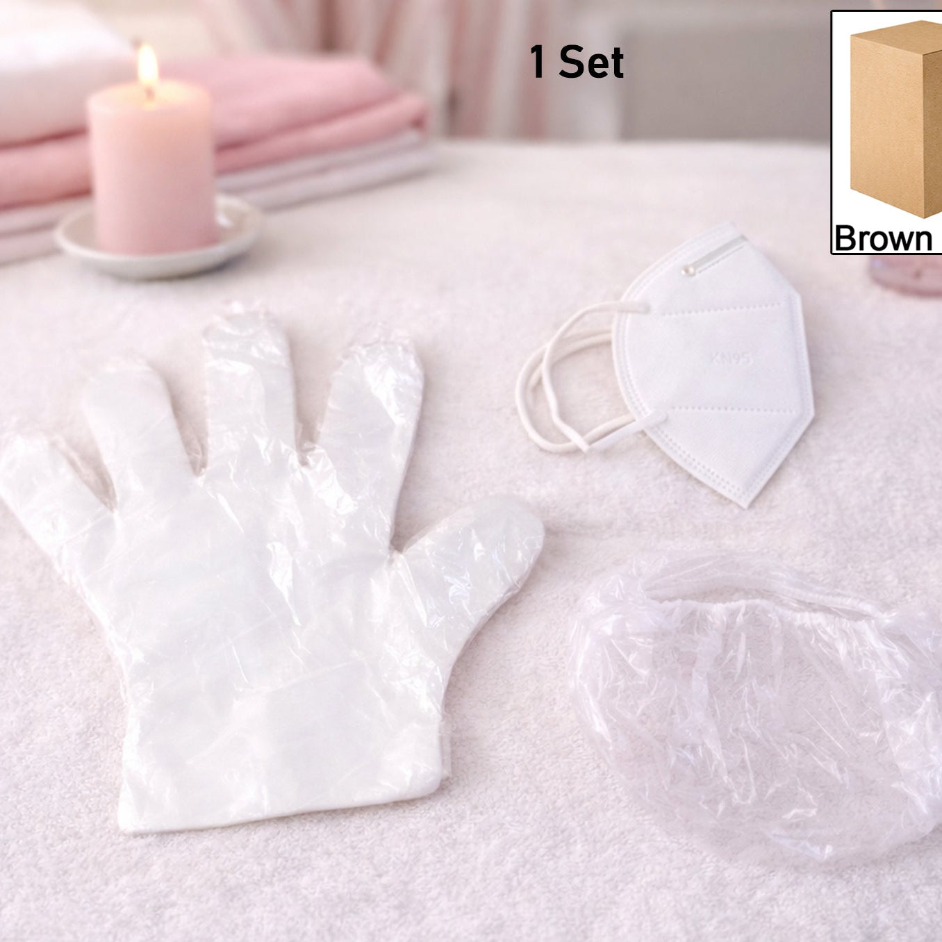 Disposable Personal Hygiene Kit Set - Gloves, Mask, Shower Cap - Happy Price - Image 1
