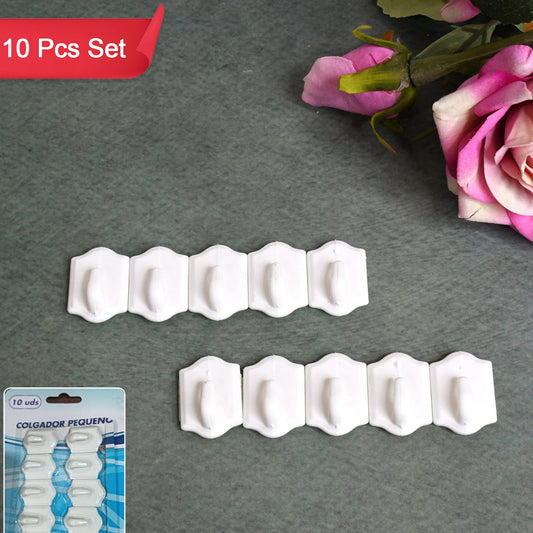 Small Adhesive Hooks For Wall Hanging Adhesive Hooks (10 Pcs Set) - Happy Price - Image 1