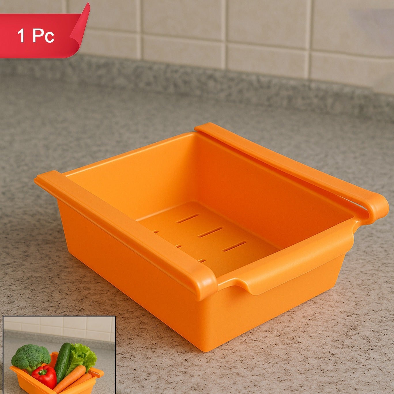 Adjustable Sliding Refrigerator Storage Basket (1 Pc) - Happy Price - Image 1