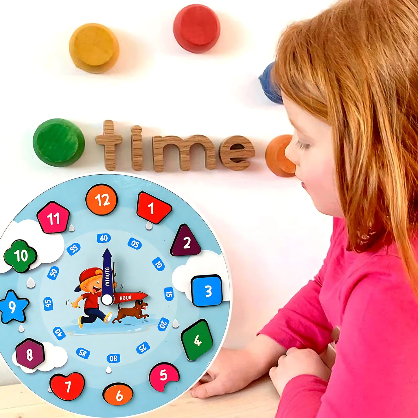 Aditi Wooden Educational Learning Clock Toy With Movable Hands - Happy Price - Image 7