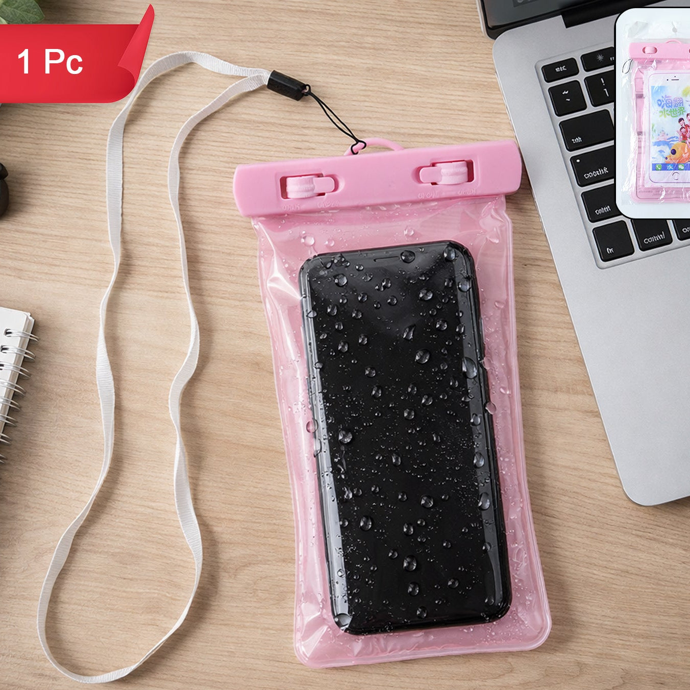 Pink Waterproof Phone Pouch Bag for All Mobile Phones (1 Pc) - Happy Price - Image 1
