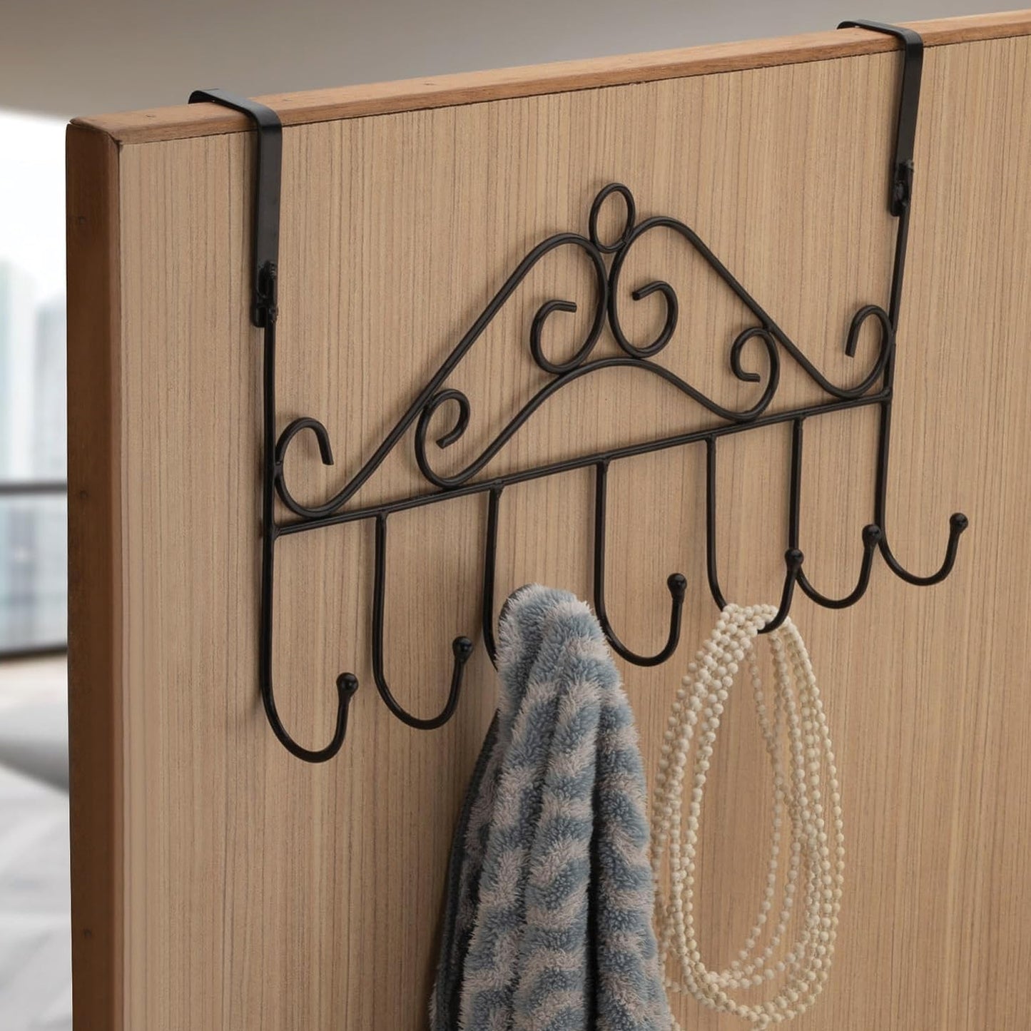 Over The Door Hanger Rack 7 Hooks Decorative Ognazier Hook Rack Stylish Door Hanger Door Hook Hangers With 7 Hooksmetal Hanging Rack For Home Office Use - Happy Price - Image 5