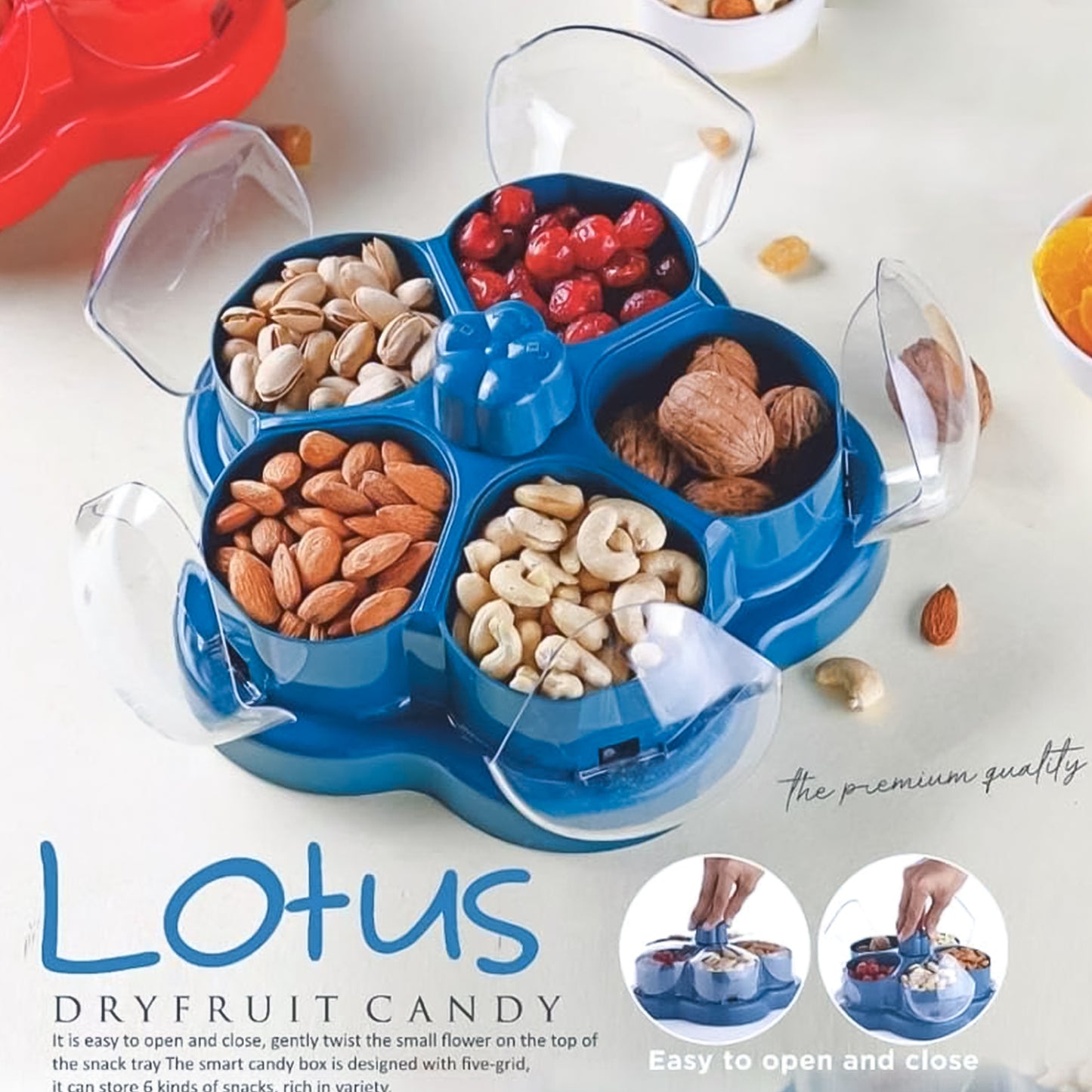 Lotus Shape Rotating Snack Organizer Box with Compartments (1 Pc) - Happy Price - Image 5