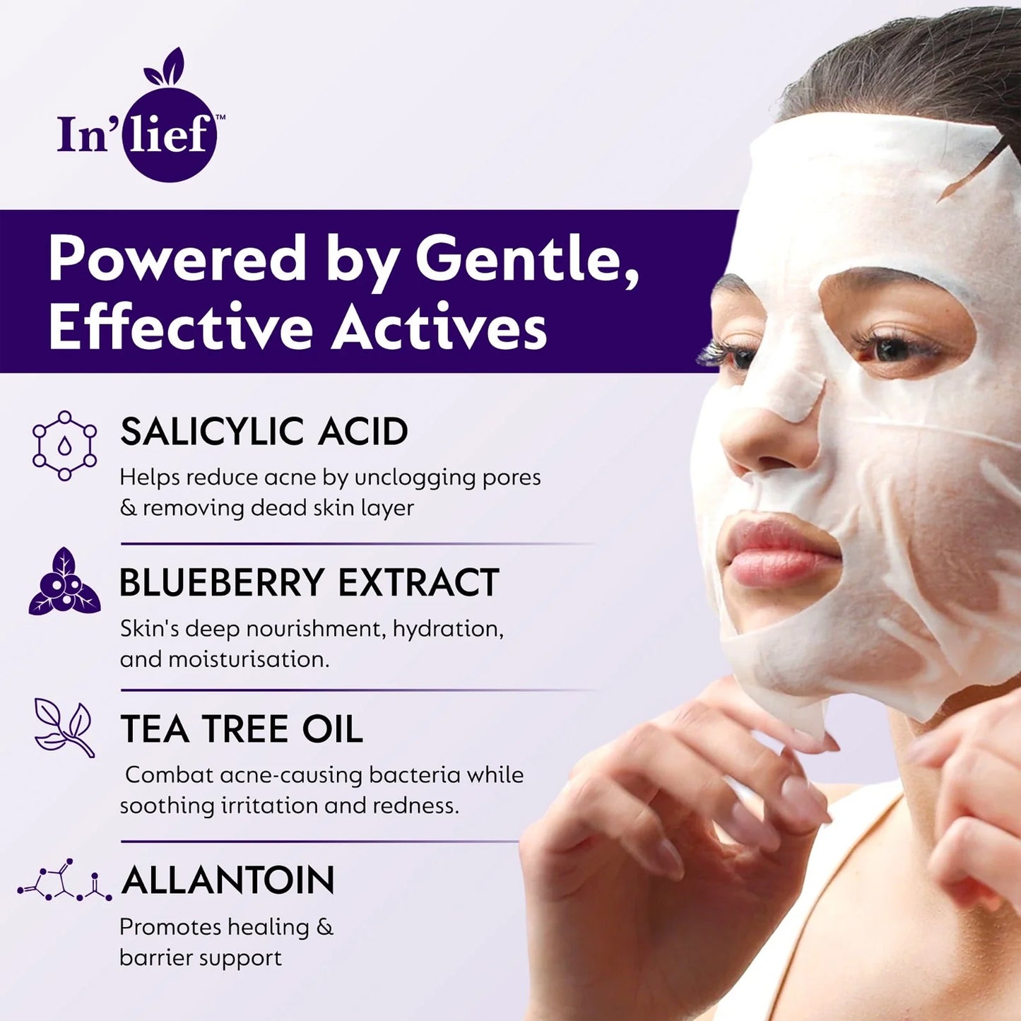 Salicylic Acid 1% Clarifying Facial Sheet Mask for Acne and Pores - 1 Pc - Happy Price - Image 5