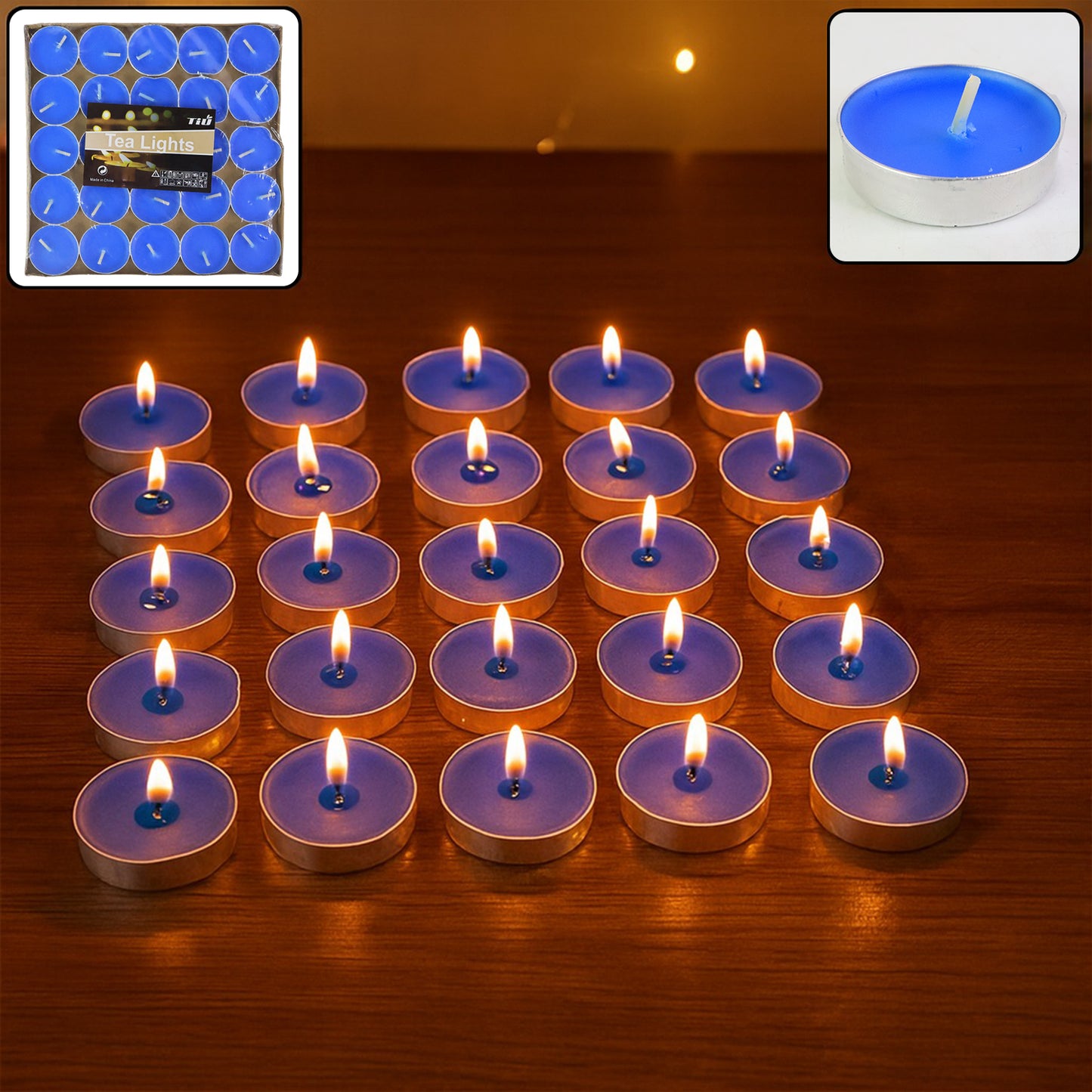 Blue Scented Tea Light Candles - Pack of 25 for Home Decor & Ambiance - Happy Price - Image 3