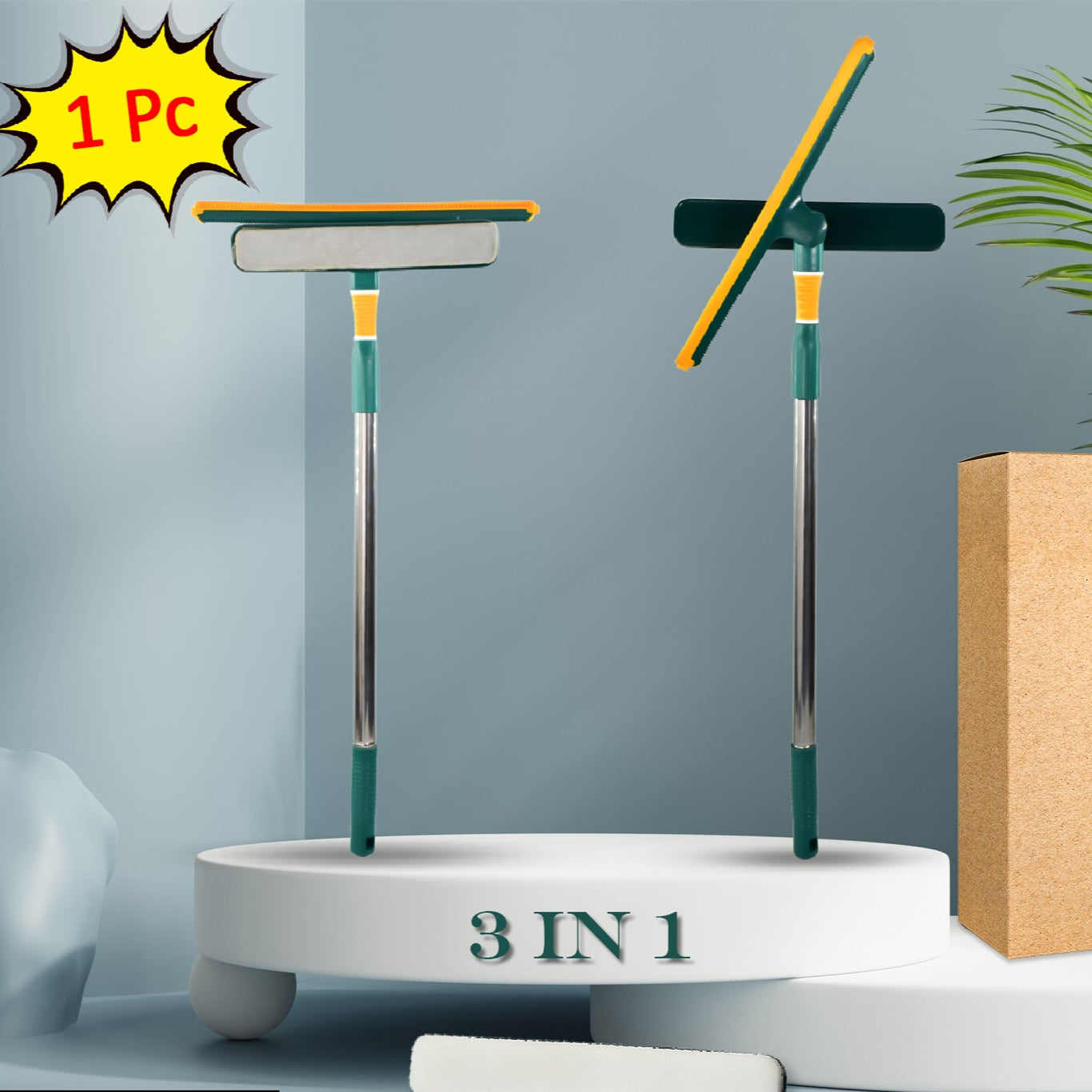 3 In 1 Glass Wiper Used In All Kinds Of Household And Official Places For Cleaning And Wiping Of Floors Glasses And Dust Etc. - Happy Price - Image 1