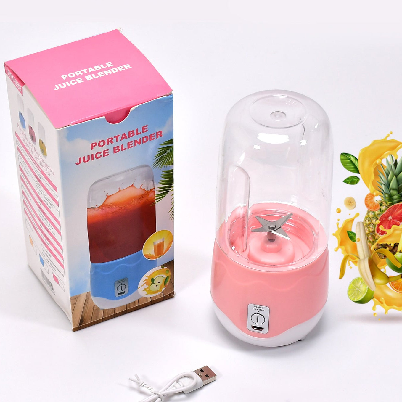 Portable Blender Personal Blender Juicer Cup Mini Handheld Blender With 4 Blades Mixer For Fruit Shakes And Smoothies Portable Juicer (Multicolor) - Happy Price - Image 1