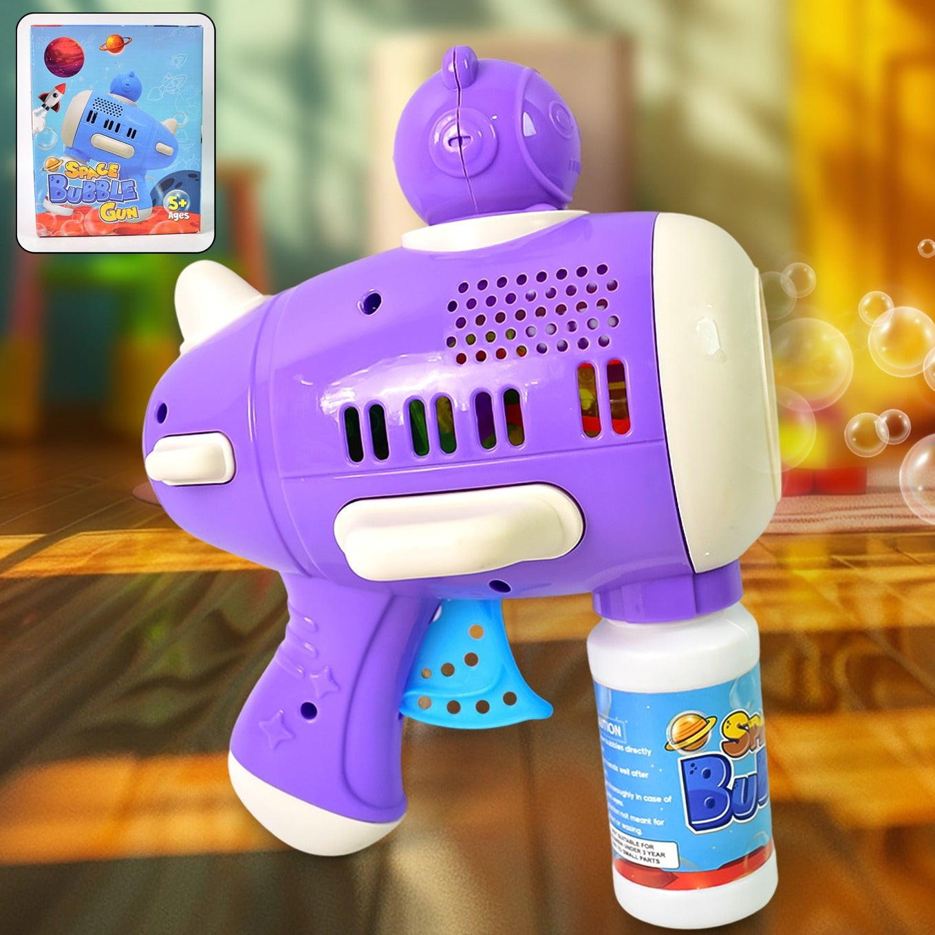 Space Bubble Gun Toy For Kids (With Solution) - Happy Price - Image 1
