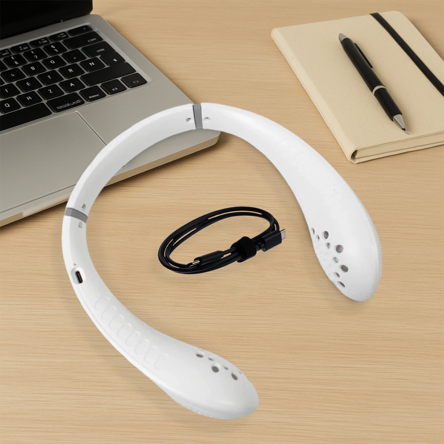 Neck Fan Portable And Wearable Personal Fan Usb Rechargeable Headphone Design Neckband Fan With 3 Speeds Suitable For Outdoor Family Sports Travel - Happy Price - Image 2