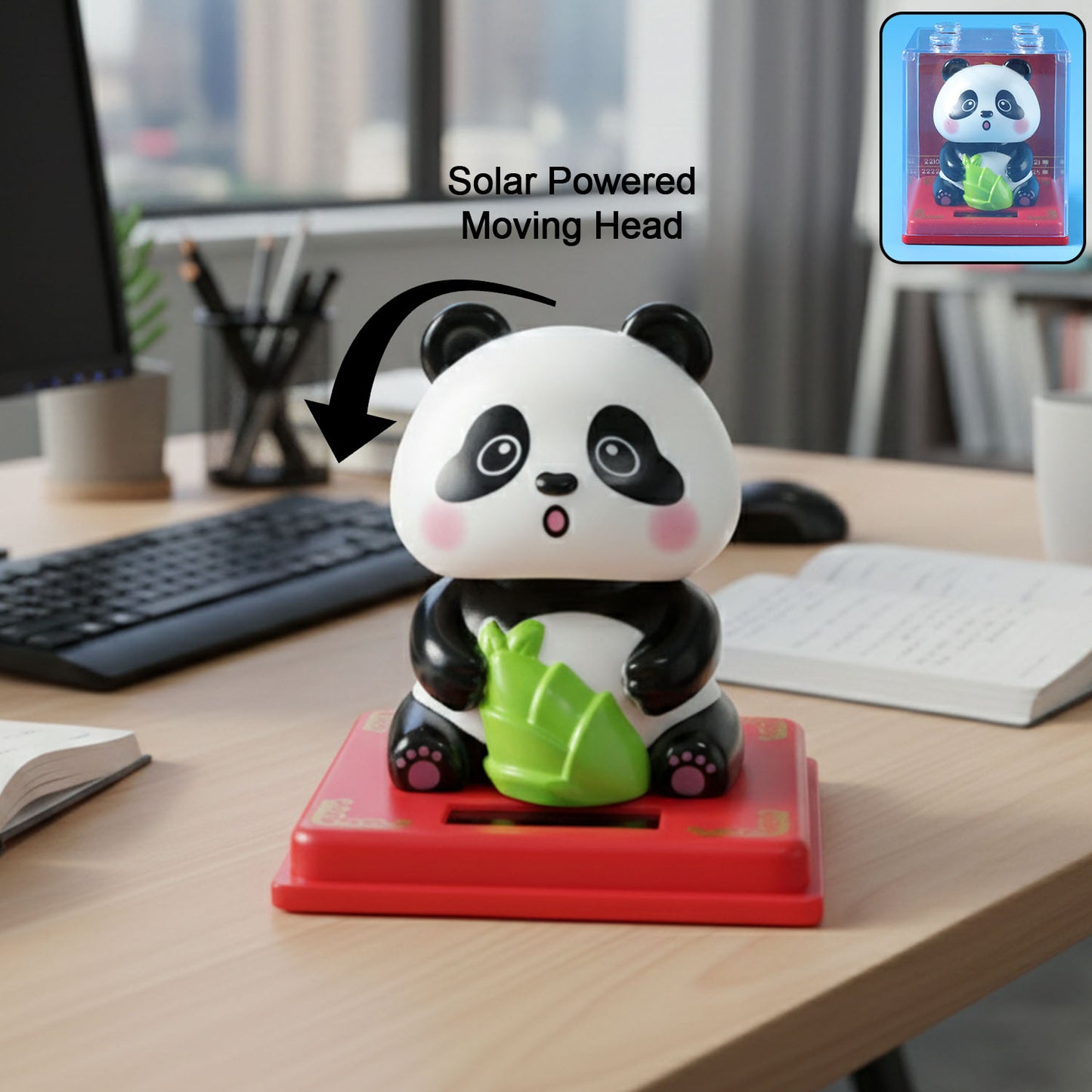 Solar Powered Panda Showpiece with Moving Head - 1 Pc - Happy Price - Image 2