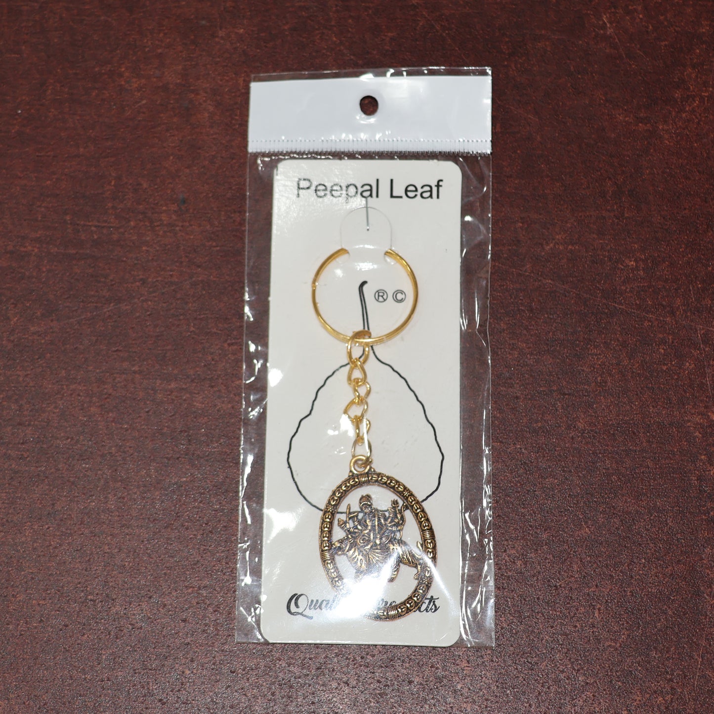Maa Durga Oval Frame Golden Metal Keychain (1 Pc) - Happy Price - Image 3