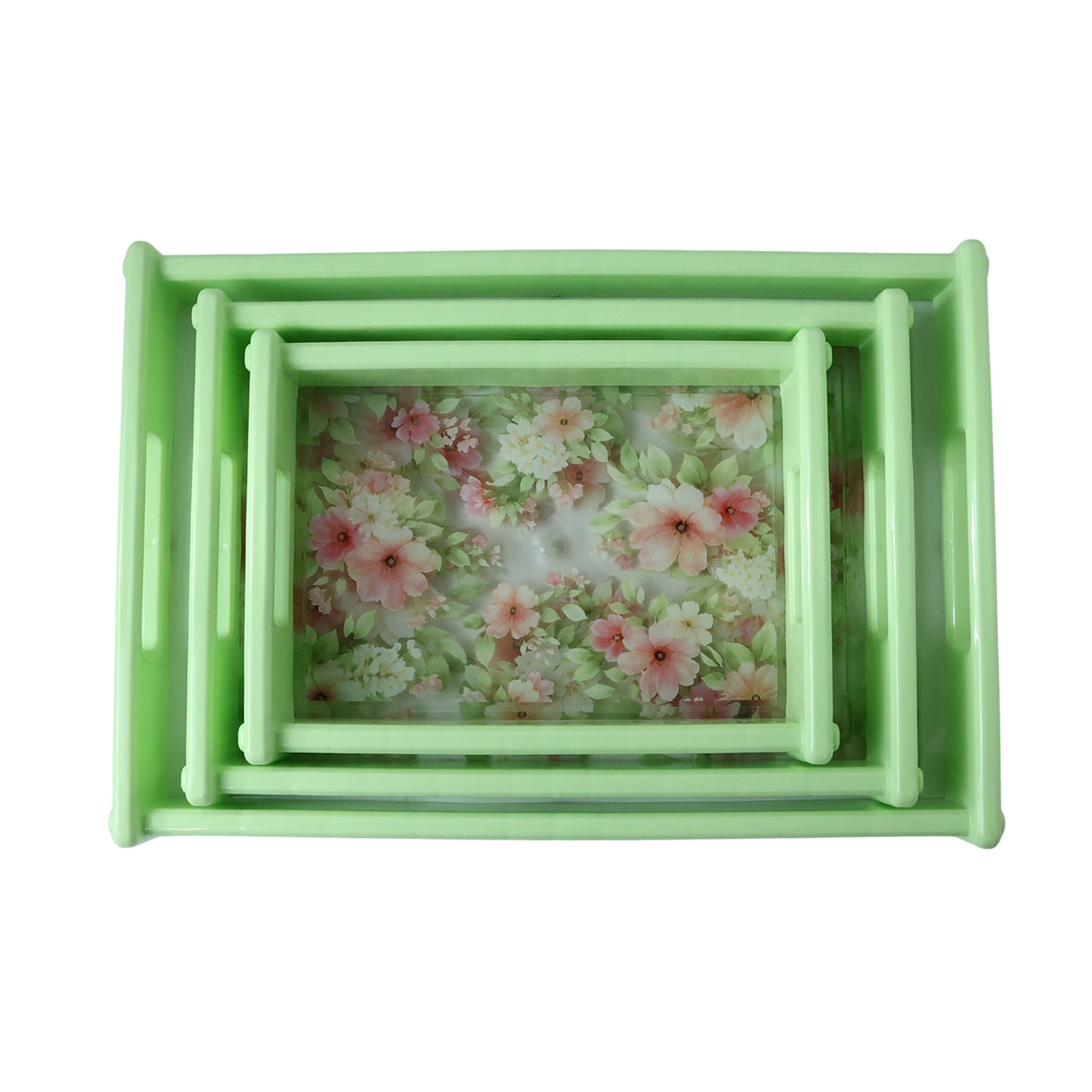 Floral Print Multipurpose Serving Tray Set - 3 Pc - Happy Price - Image 4