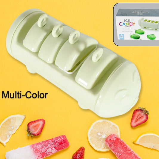 Cartoon Shape Mold Ice Candy Popsicle Mold Ice Plastic Ice Candy Maker Kulfi Maker Molds Set With 4 Cups (1 Pc  Multicolor) - Happy Price - Image 1