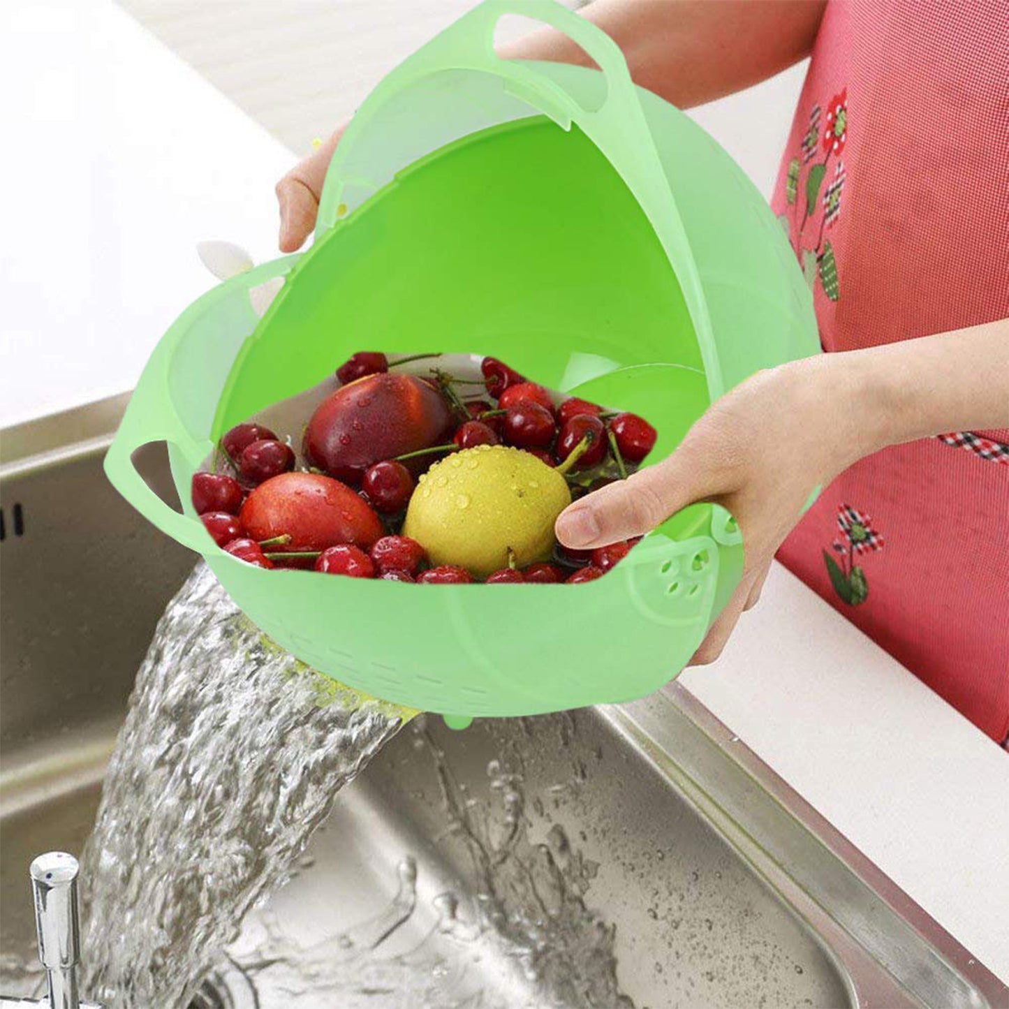 Apex 3-in-1 Kitchen Basket for Washing, Storing & Serving Fruits & Vegetables (1 Pc, Mixed Colors) - Happy Price - Image 3