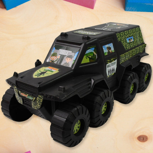 Big Military 8-wheel Plastic Car Toy (1 Pc) - Happy Price - Image 1