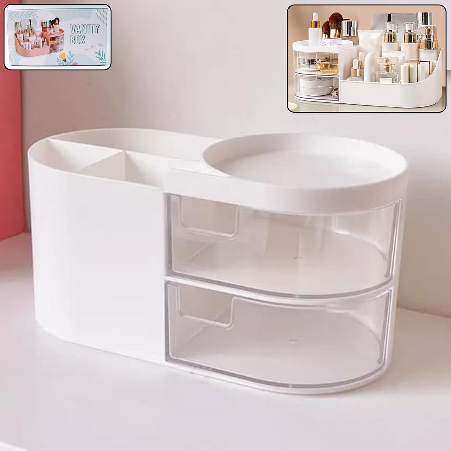 Multi-functional Plastic Vanity Storage Box - Happy Price - Image 2