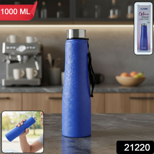 1000 ML Blue Stainless Steel Water Bottle with Strap - 1 Pc - Happy Price - Image 1