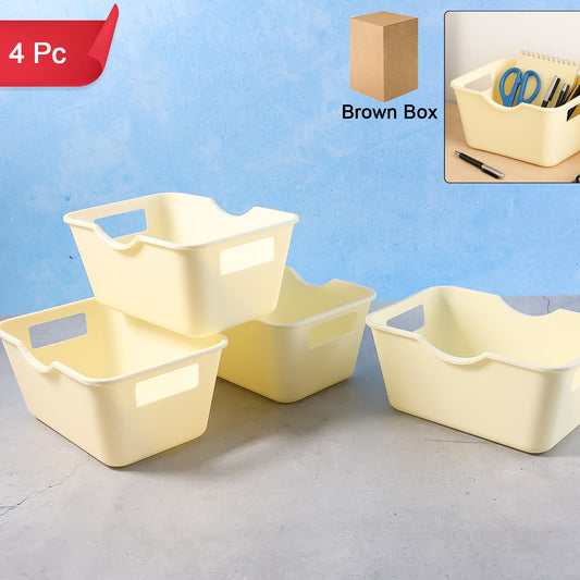 Set of 4 Plastic Storage Baskets with Handles - 15 x 10.5 cm Utility Organizers - Happy Price - Image 1